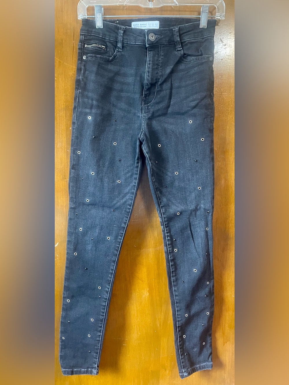 Zara Black Skinny Jeans with Eyelet Accents